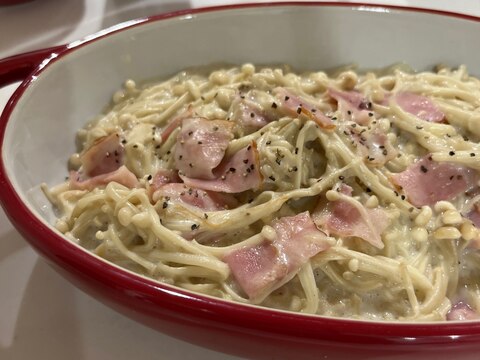 焼き肉○ング風! えのきカルボナーラ♪